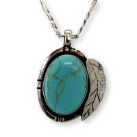 Sterling Silver Robin's Egg Blue Turquoise Pendant & Chain