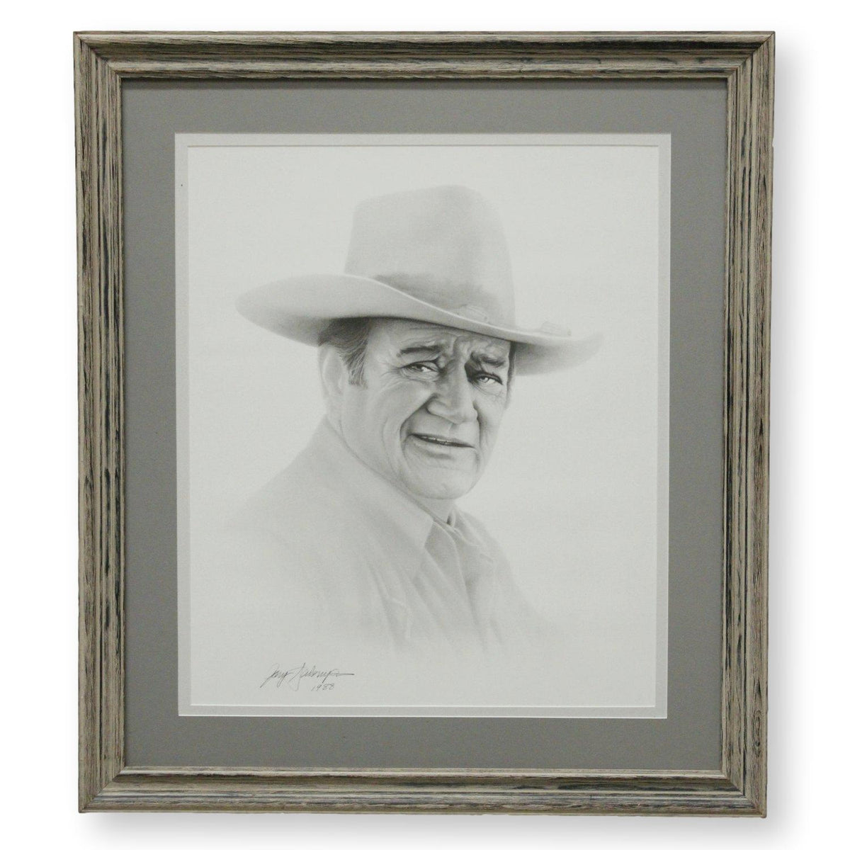 Framed Print - John Wayne Pencil Sketch by Gary Saderup