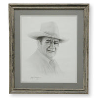 Framed Print - John Wayne Pencil Sketch by Gary Saderup