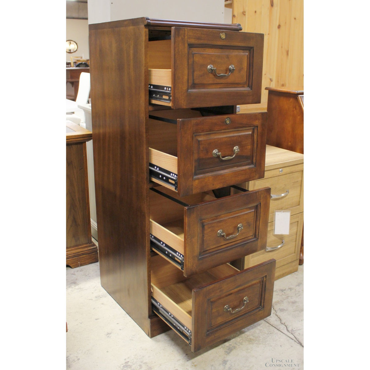 Mahogany 4 Drawer File Cabinet