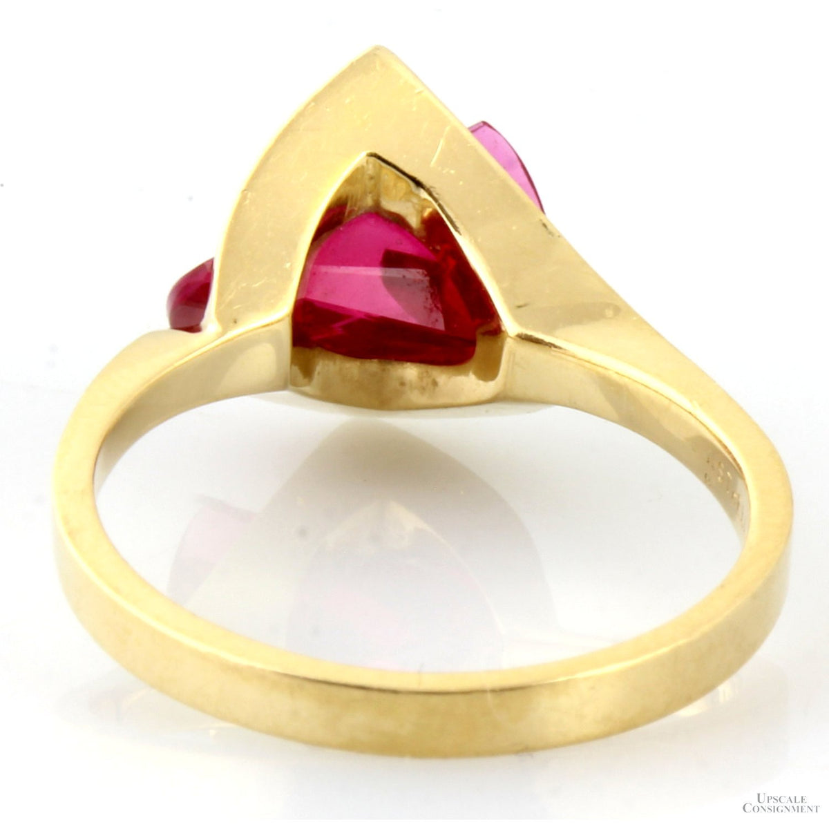 Lighthouse Lens Cut Created Red Spinel 14K Gold Ring