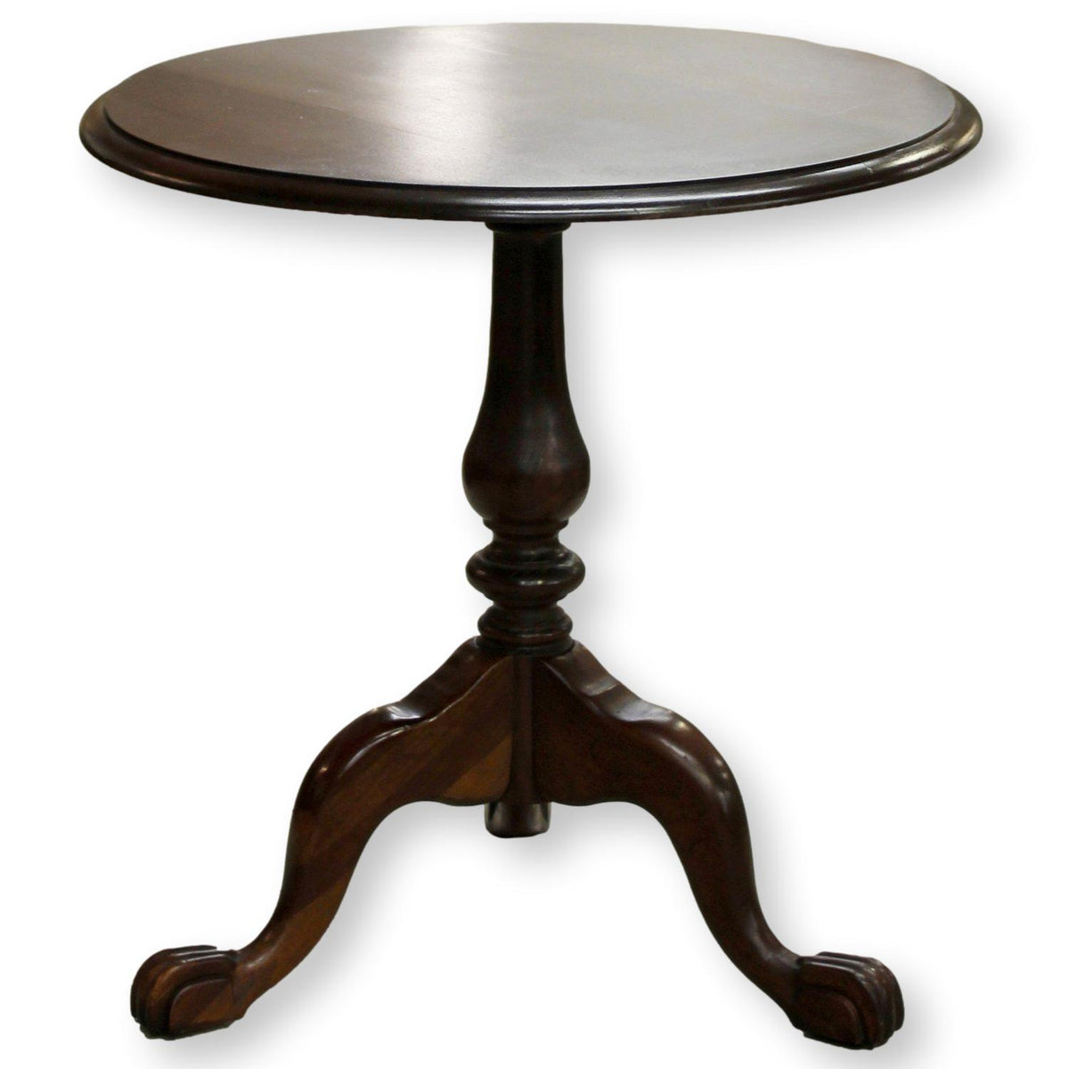 Dark Finish Pedestal Accent Table