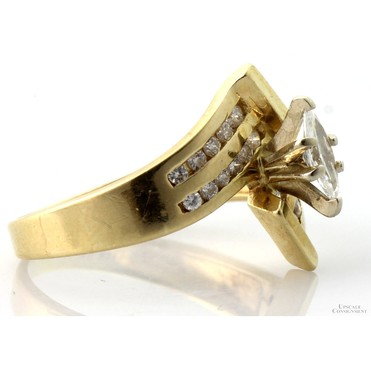 Marquise Diamond 14K Gold Ring with Diamond Accents