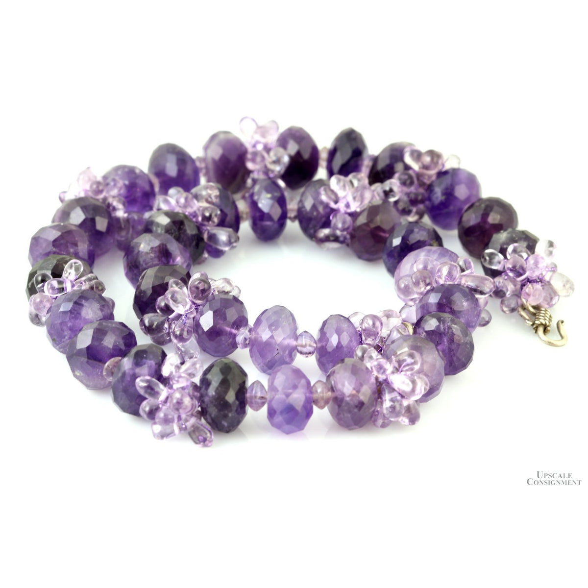 Natural Amethyst Rondell & Teardrop Beaded Necklace