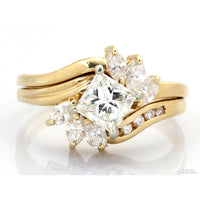 Shane Co. Vintage 1.11ct Princess Cut Diamond Bridal Set | 14K Yellow Gold | 1.81ctw
