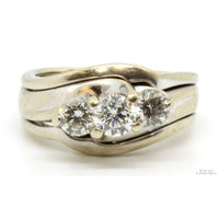 .89ctw 3-Stone Diamond 14K Gold 3-Ring Wedding Set