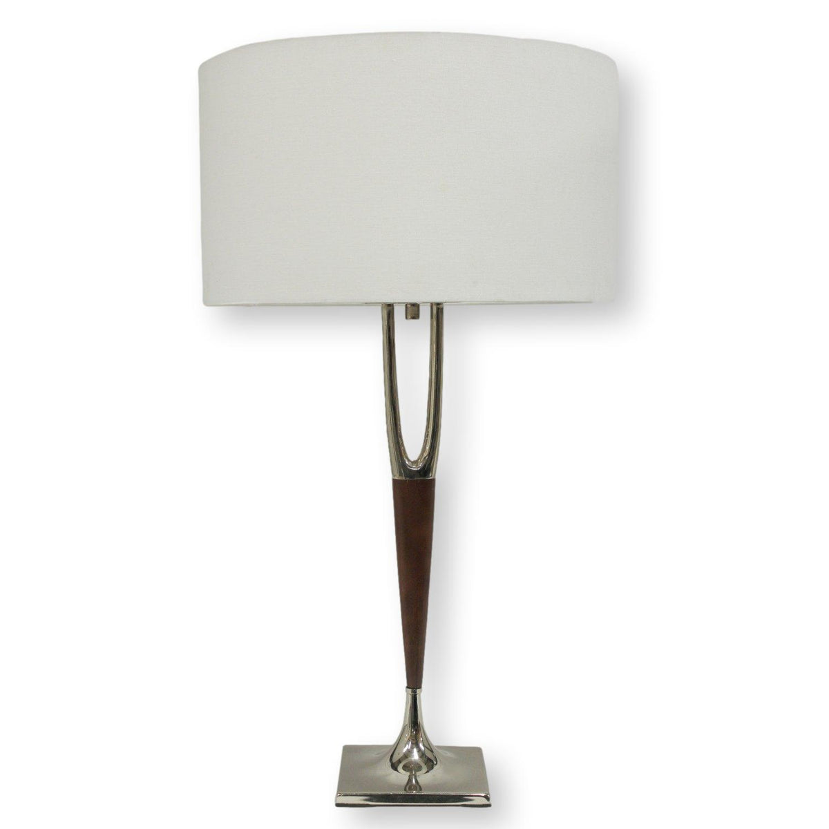 MCM Chrome & Wood Table Lamp
