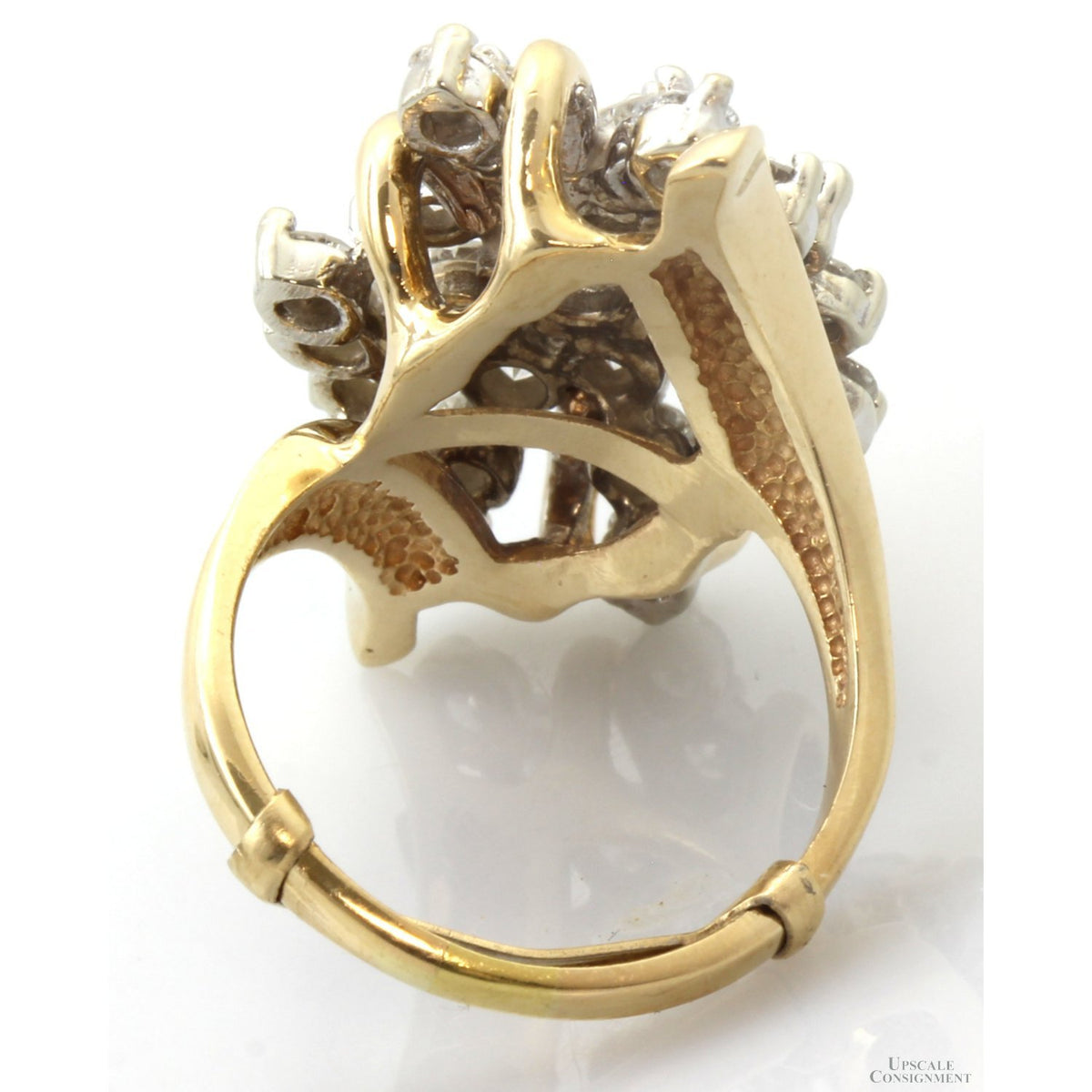 Vintage 14K Gold 3.35 CTW Diamond Waterfall Cocktail Ring | Natural Diamond Estate Statement Ring