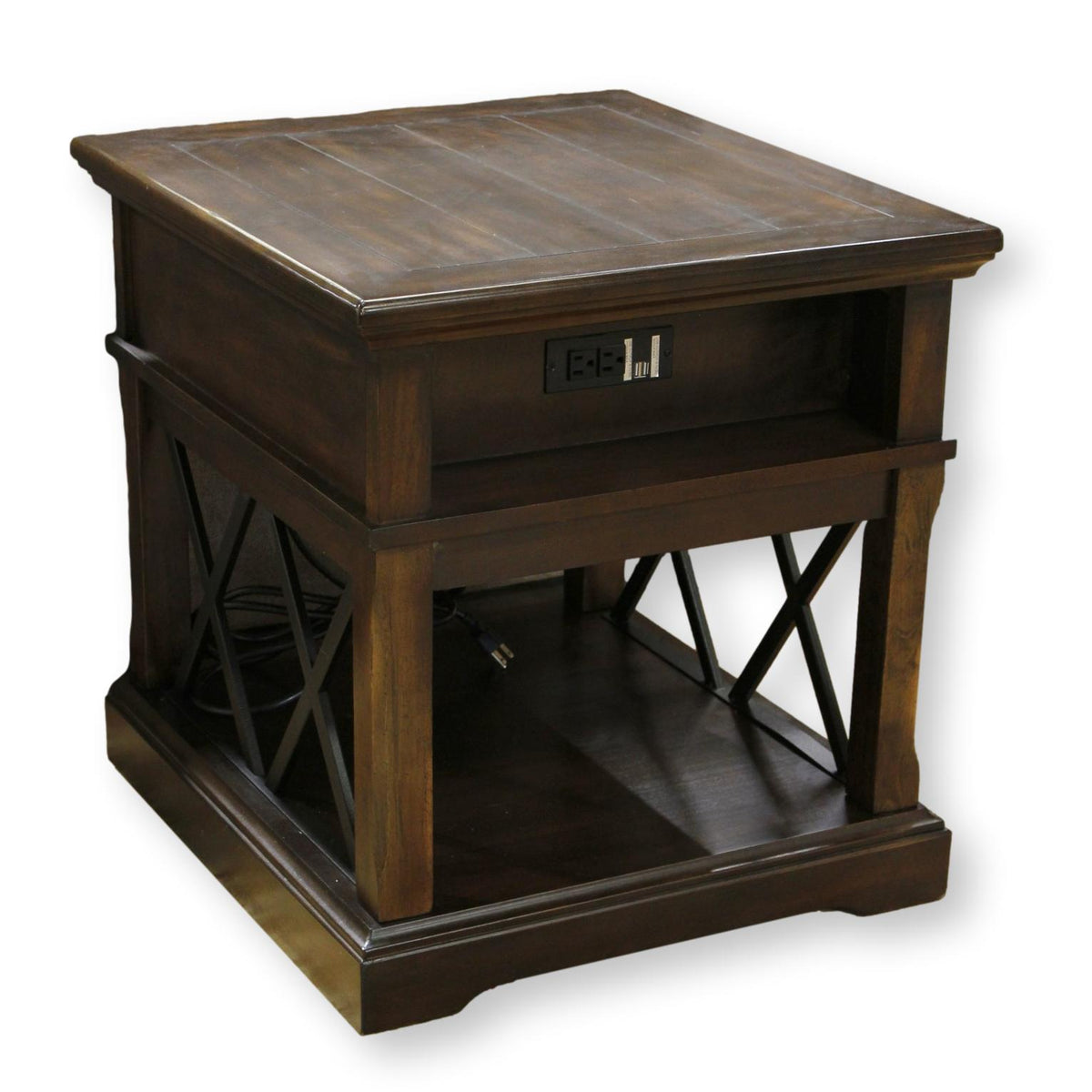 Ashley Wood & Metal End Table w/Power