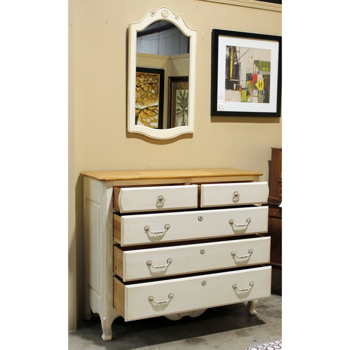 Ethan Allen French Country Chest of Drawers w/Mirror