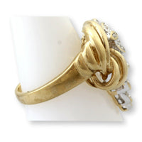 Vintage 10K Gold Diamond Leaf & Ribbon Ring | Nature Inspired Estate Diamond Ring