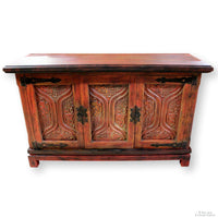 Oak Cabinet w/Carved Doors