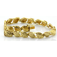 Italian Artisan 14K Yellow Gold Diamond-Cut Leaf Link Bracelet