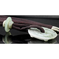 Large Carved Jadeite Jade Bi Disc Pendant Necklace & Silk Corded Necklace, Dragon