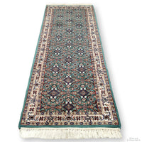 2' 6'' X 8' 1'' Green Wool & Silk Runner Rug