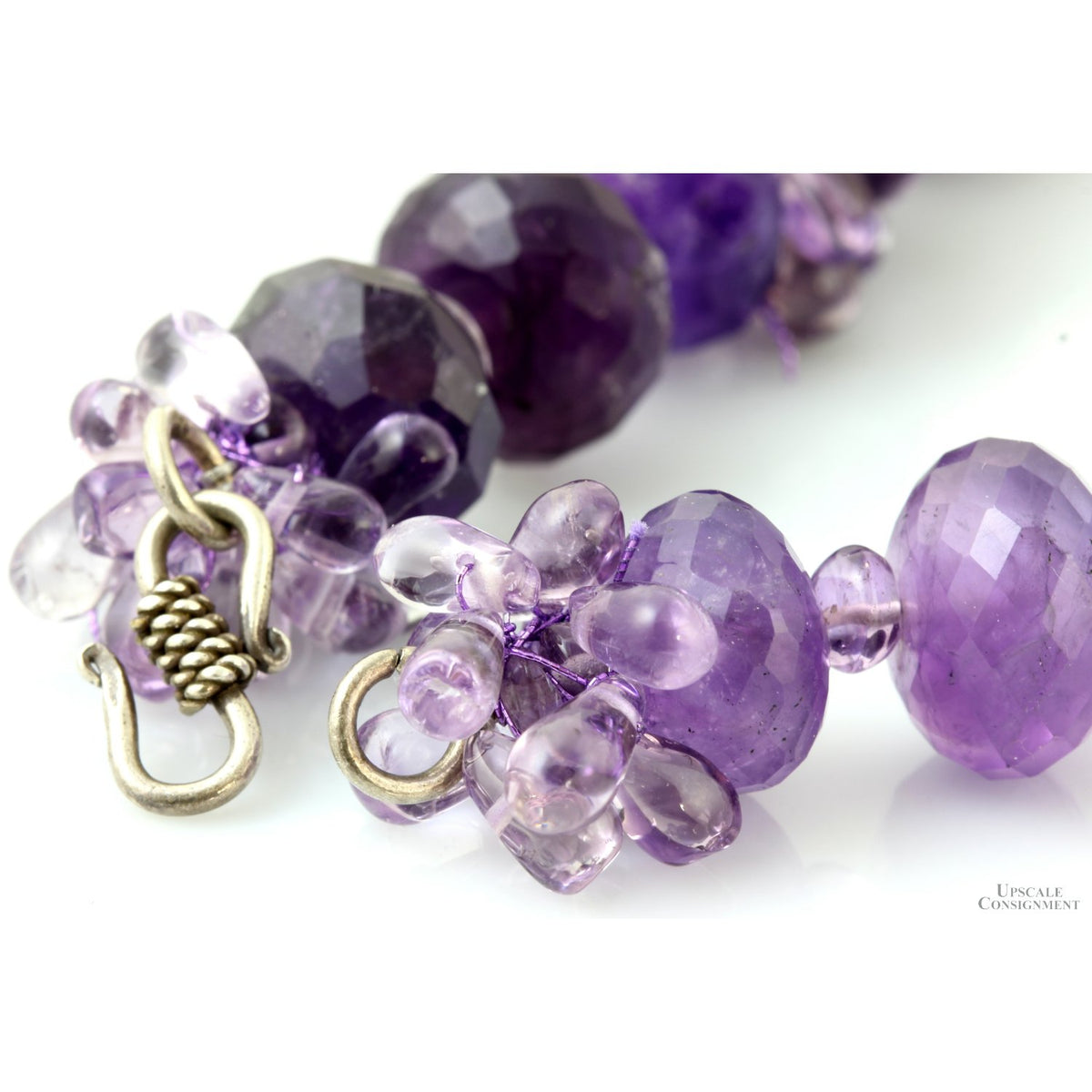 Natural Amethyst Rondell & Teardrop Beaded Necklace