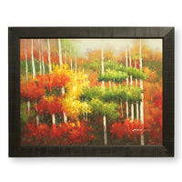 Framed Original Oil Autumn White Bark Trees