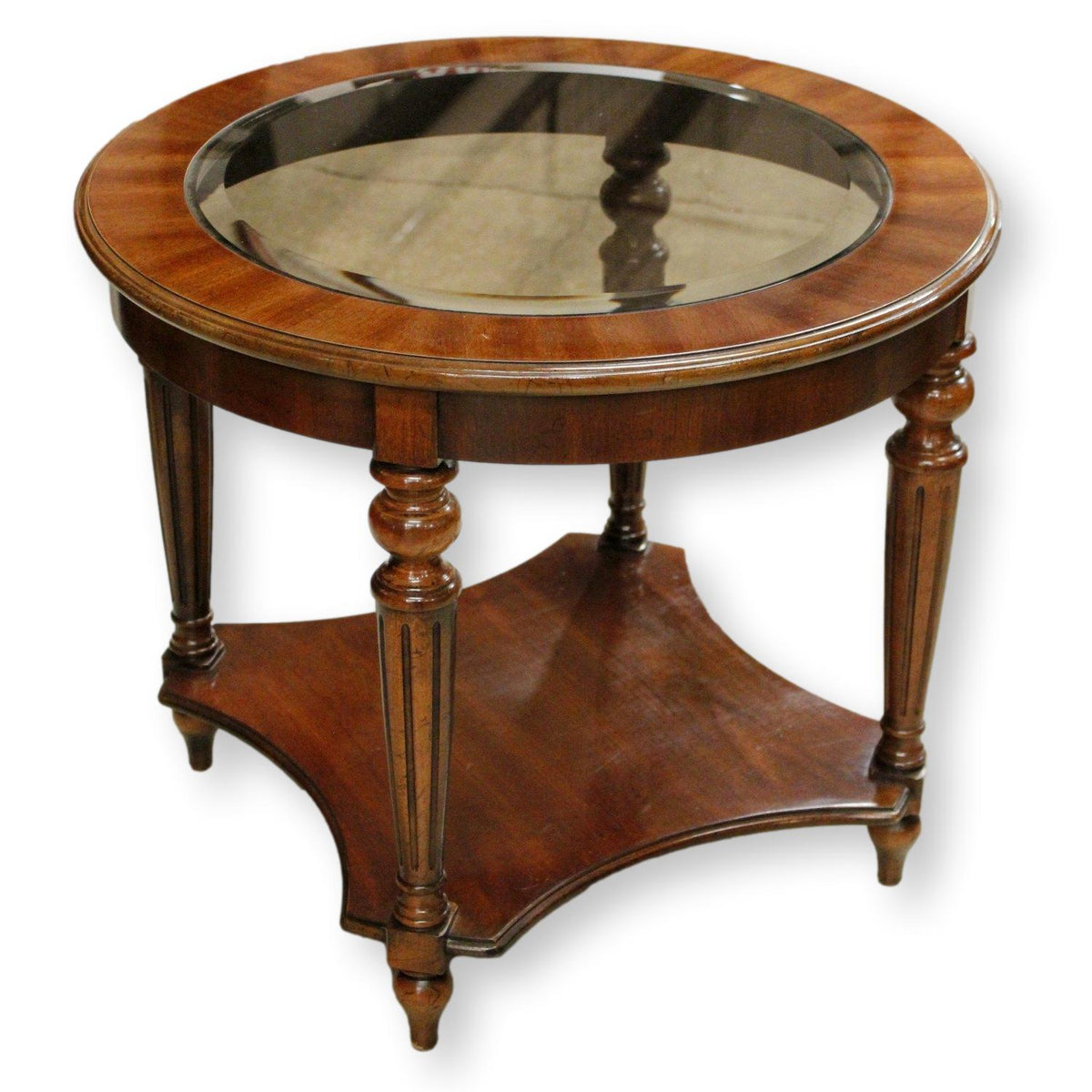 Round Glass Inset End Table