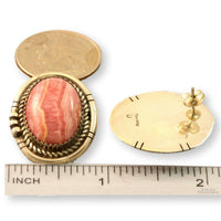 Sterling Silver Rhodochrosite Cabochon Earrings – 16.24 grams