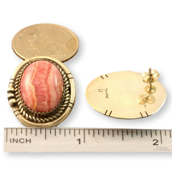 Sterling Silver Rhodochrosite Cabochon Earrings – 16.24 grams