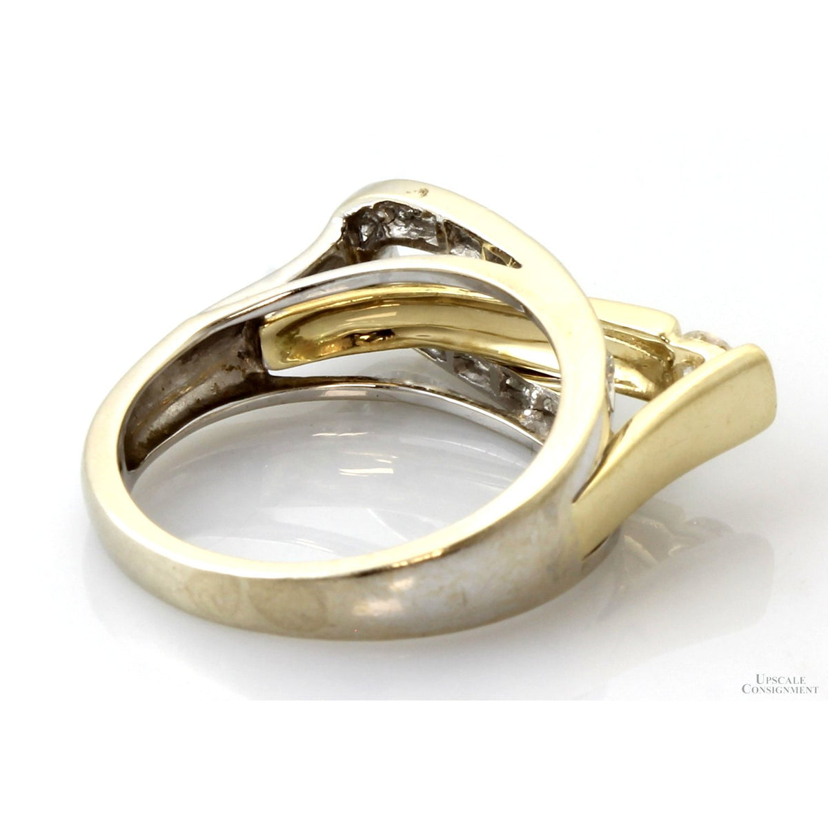 Vintage 14K Gold Sculptural Diamong Ring | Belt Buckle Design