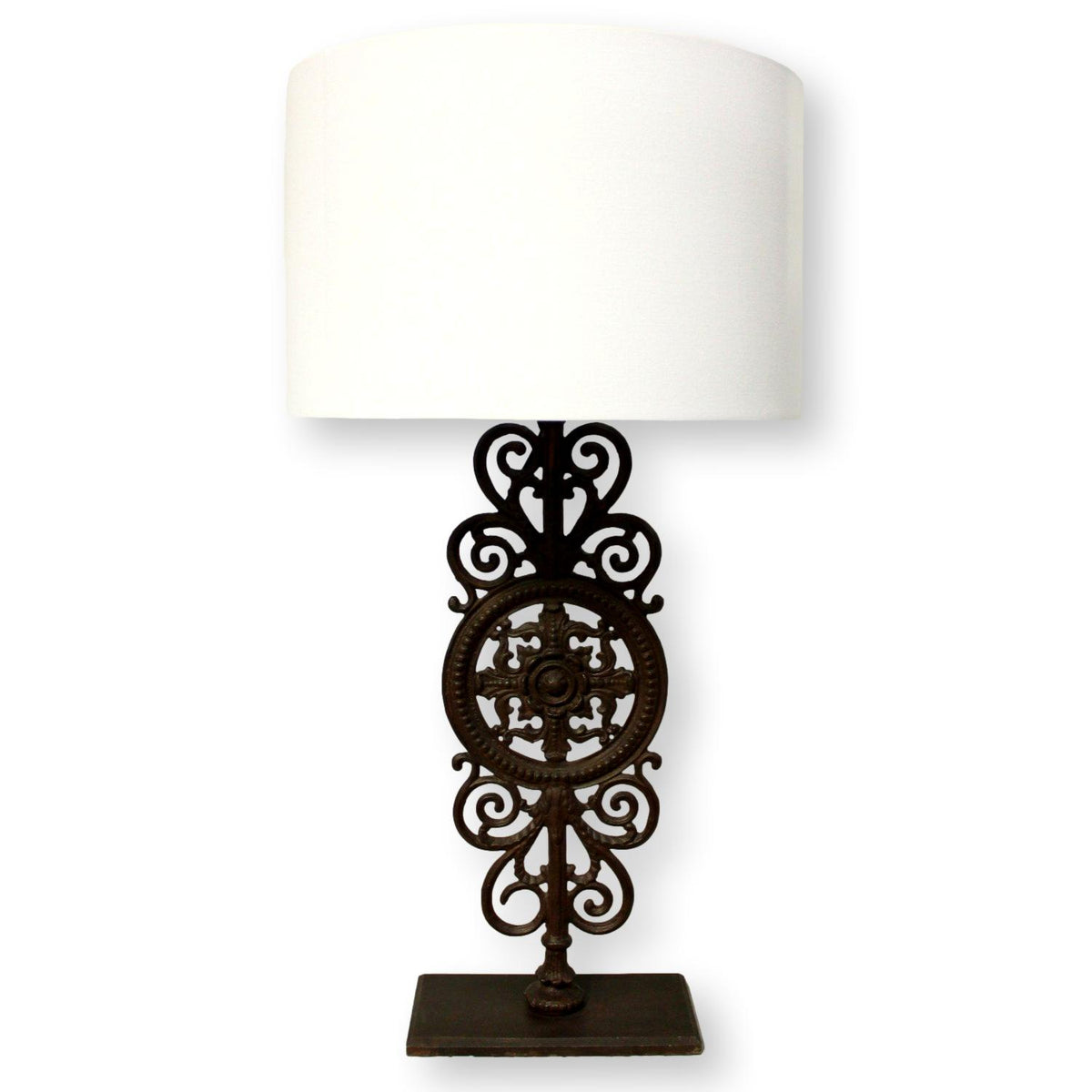Restoration Hardware Scrolling Iron Medallion Table Lamp