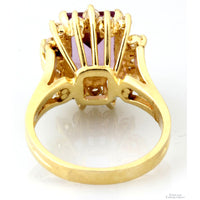 3ct Amethyst & Colorless Sapphire Halo 14K Gold Ring