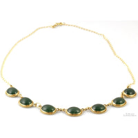 17.28ctw Medium Dark Green Jadeite Jade 14K Gold Necklace