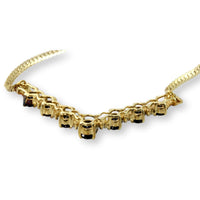 Sapphire & Diamond V-Shape 10K Yellow Gold Necklace