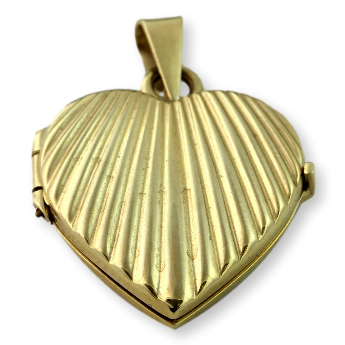 14K Yellow Gold Heart Shaped Photo Locket Pendant - 3.82G