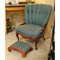 Green Channelback Chair w/Footstool