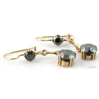 Antique 14K Gold Articulated Hematite Earrings - Circa 1900