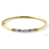 Clyde Duneier Tanzanite & Diamond Bangle in 10K Yellow Gold