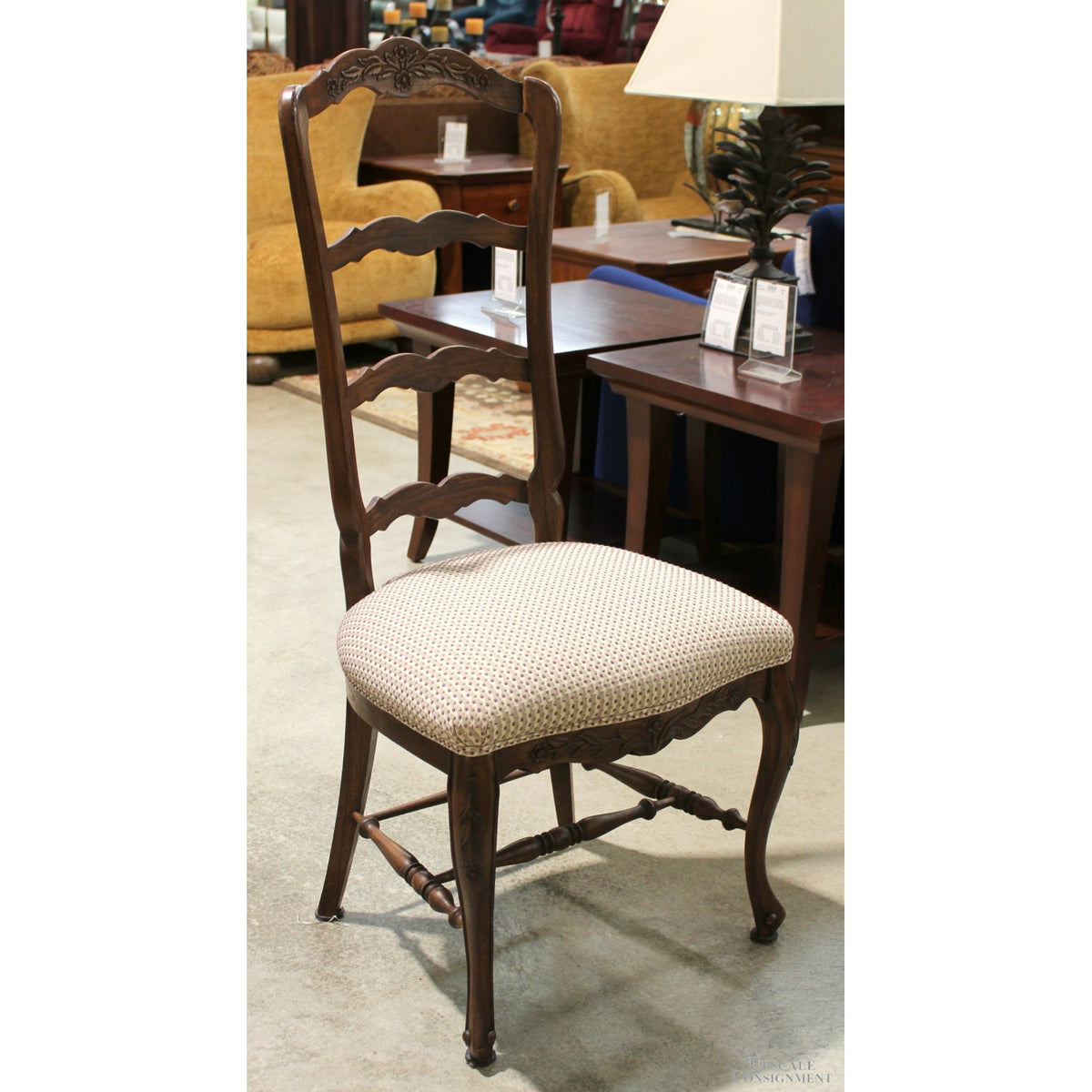 Walnut High Back French Provincial Accent Chair