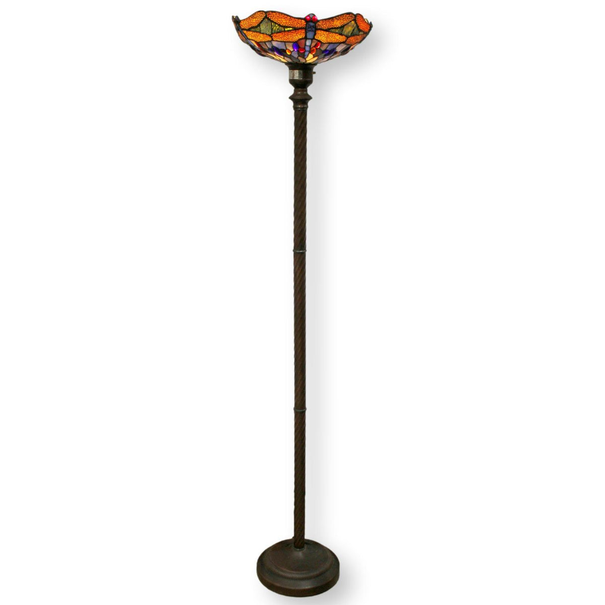 Tiffany Style Dragonfly Torchiere Up-Light Floor Lamp