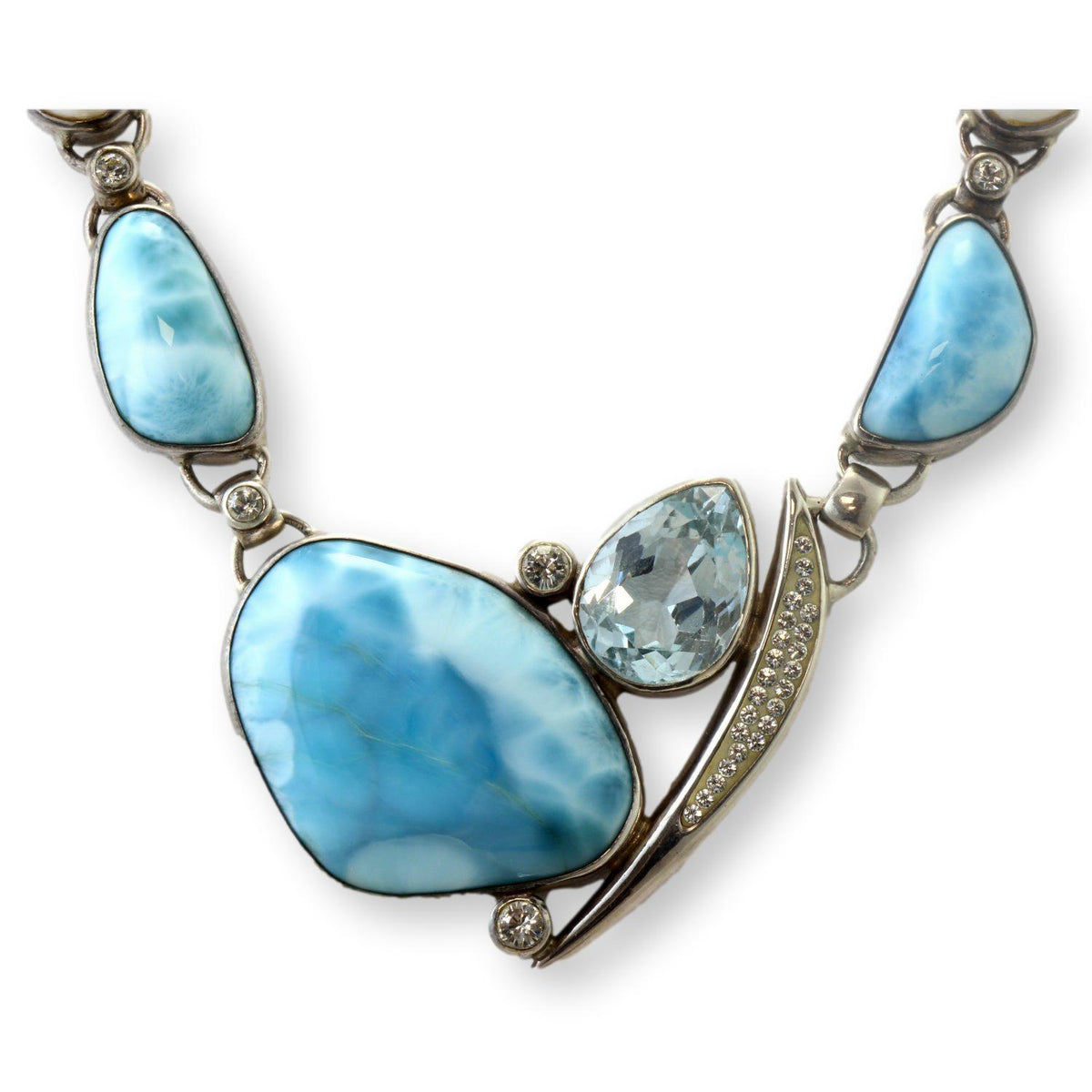 Starborn Larimar Blue Topaz White Topaz Pearl Sterling Silver Suite