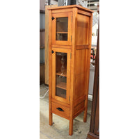 Tall Narrow Maple Glass Door Cabinet