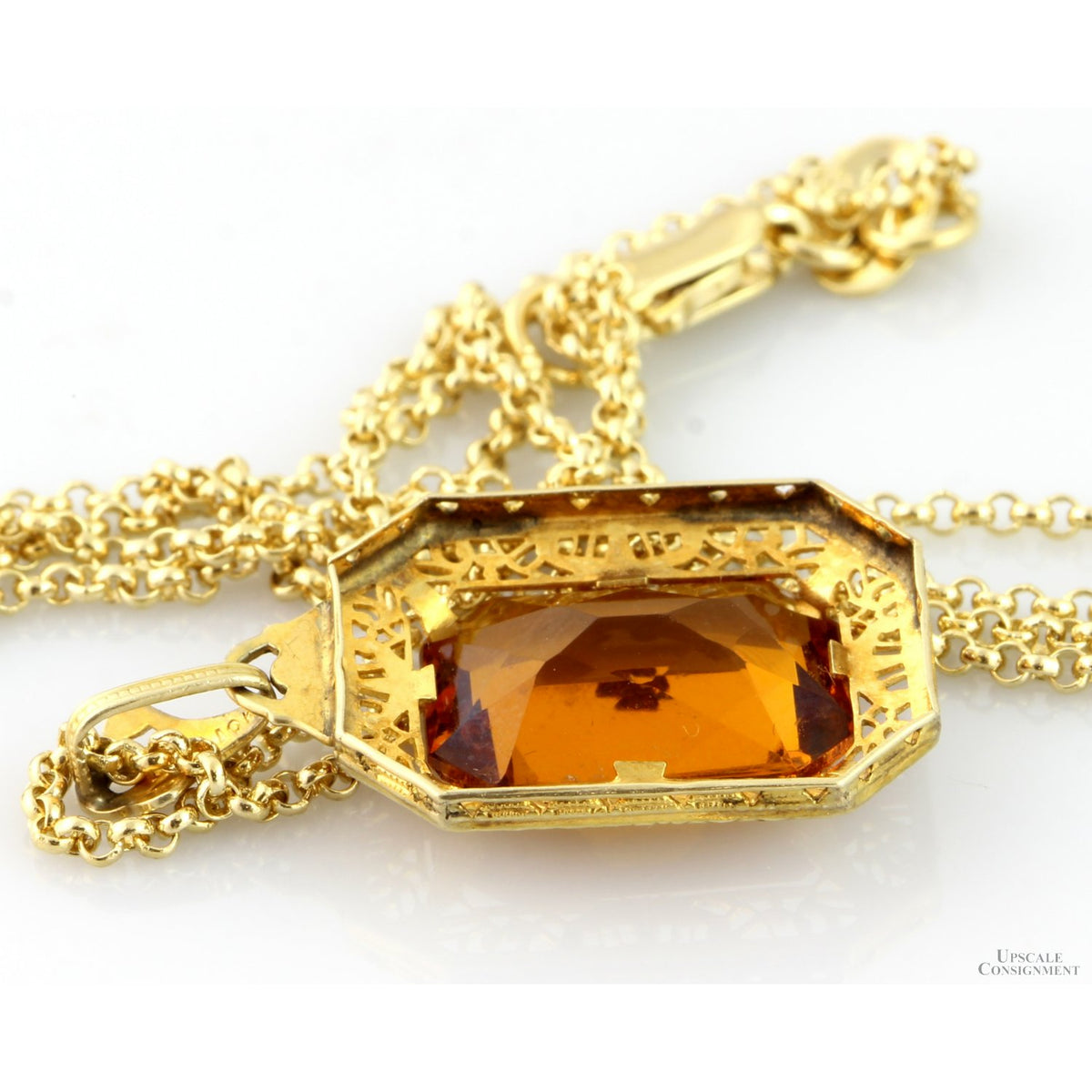 Color-Change Andalusite Art Deco Figree 10K Gold Pendant - ~ 4+ carats