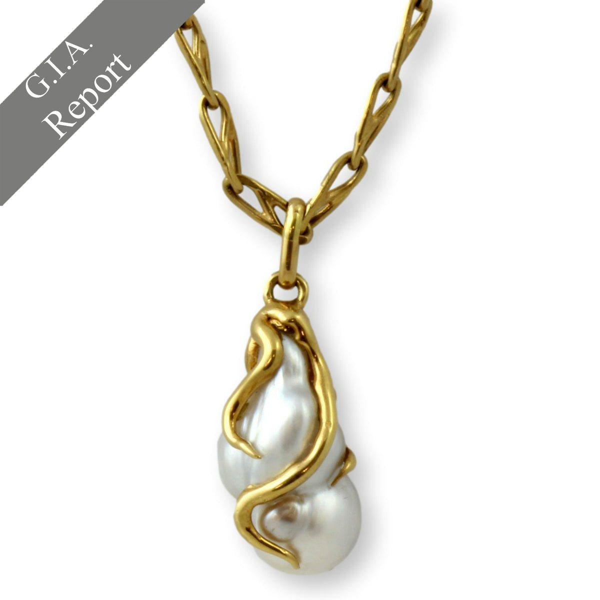 Large Baroque Saltwater South Sea Pearl Pendant Necklace