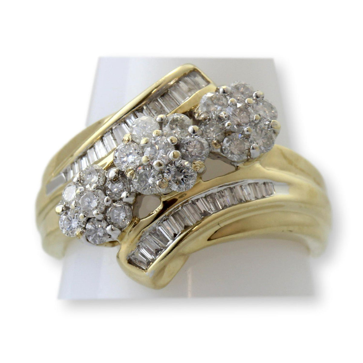 Renaissance Jewelry JWBR 10K Gold Diamond Cluster Ring | Vintage Floral Diamond Estate Ring