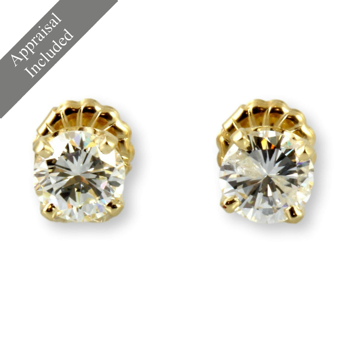 14K 2.12ctw Round Brilliant Diamond Stud Earrings