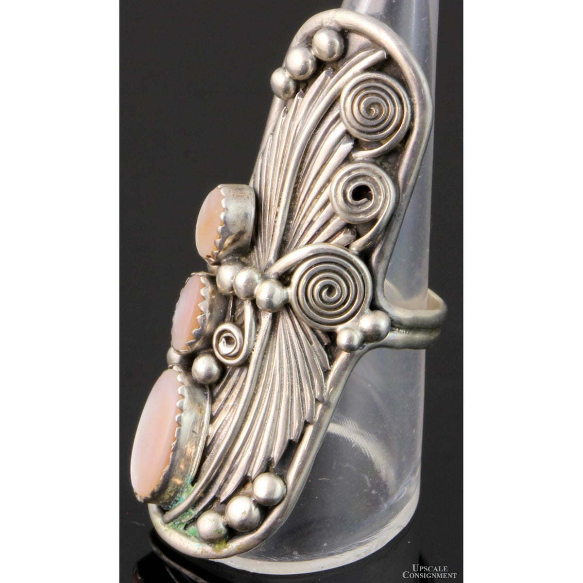 Sterling Silver Dragonfly Mother of Pearl Ring by Navajo Jeff Largo