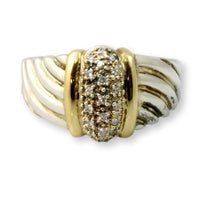 Sterling Silver 14K Yellow Gold .12ctw Diamond Eliza Ring