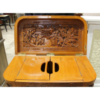 Asian Style Ornately Carved Bar Cabinet w/Elevator Lift