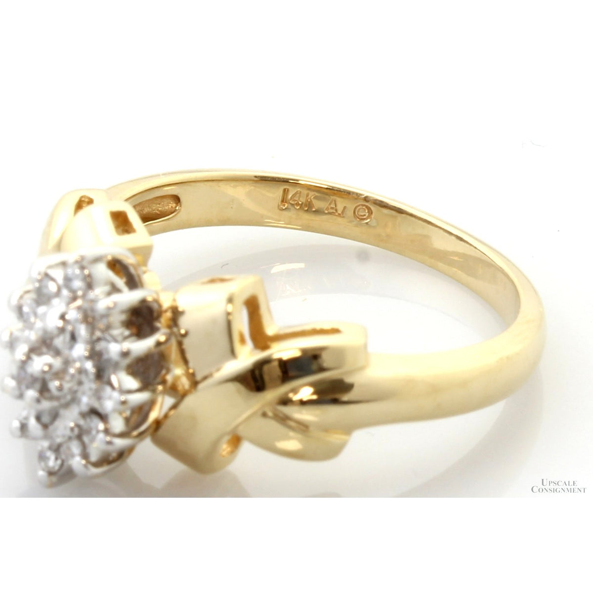 Vintage 0.13ctw Diamond Tiered  Cluster Ring | 14K Yellow Gold