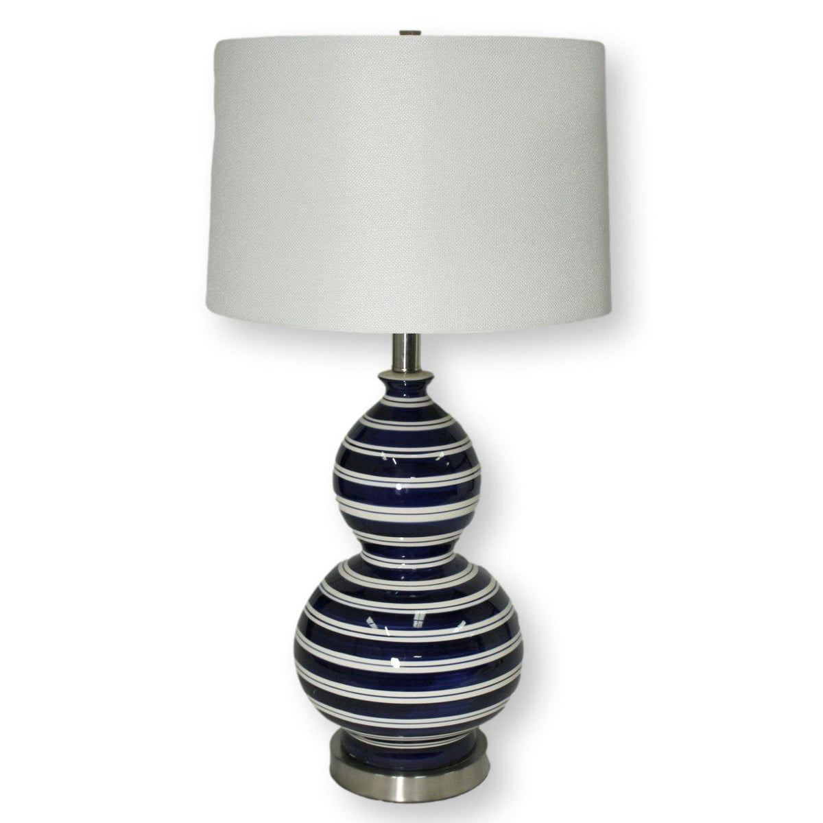 Blue & White Striped Ceramic Table Lamp