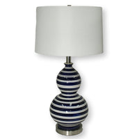 Blue & White Striped Ceramic Table Lamp