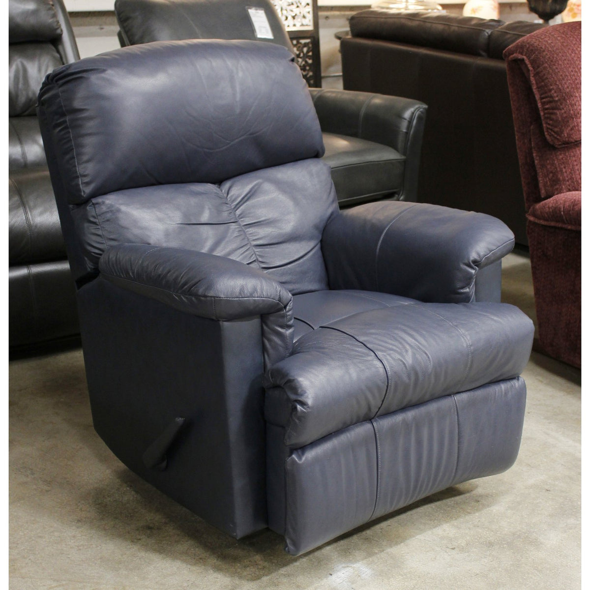 Barcalounger Blue Leather Rocking Recliner