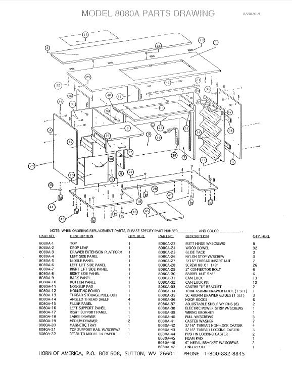 Horn of America Sewing/Craft Table Cabinet
