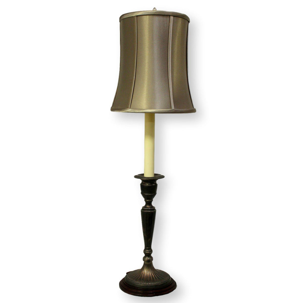 Pair of Barbara Cosgrove Silver Finish Candlestick Lamps